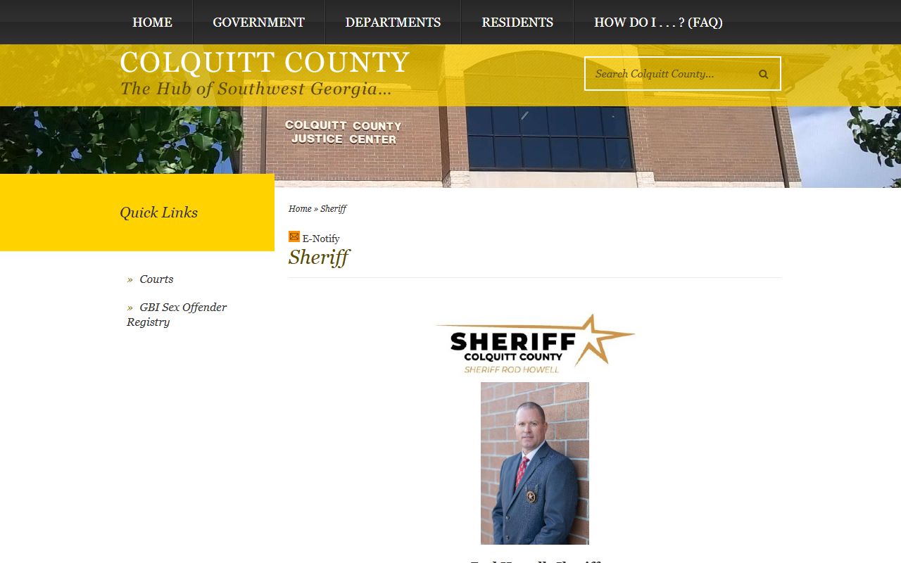 Colquitt County inmate search sheriff page with jail service links